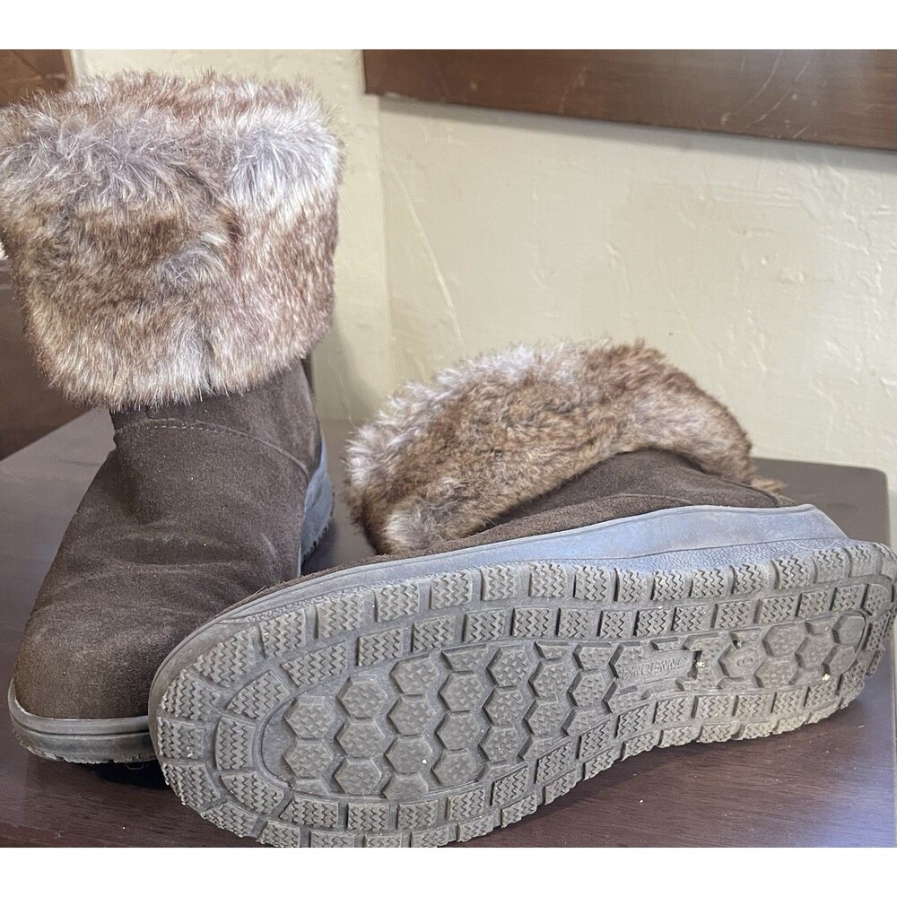 Minnetonka Suede Faux Fur Ankle Boots Brown Women's Size 6M - Picture 5 of 7